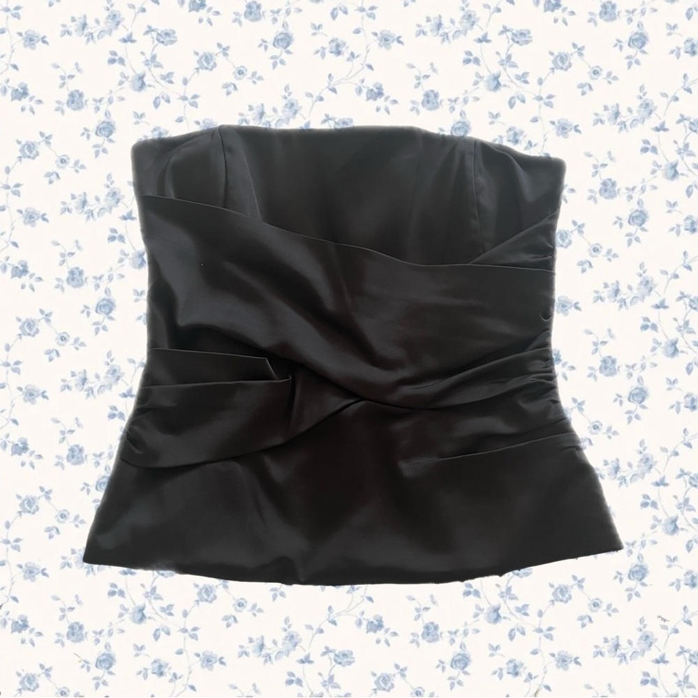 Vintage 90s BCBG Black Satin Coset Top